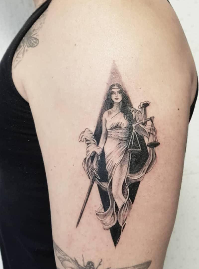 The Image of Blind Justice Represented in Tattoo Art